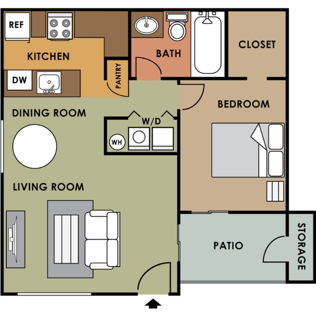1 Bed • 1 Bath 117 floor plan